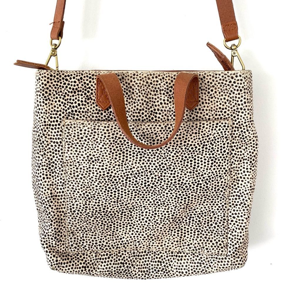 Madewell Brown & Cream Cow Hide Leather Crossbody Bag w/ Flaws Boho Western
